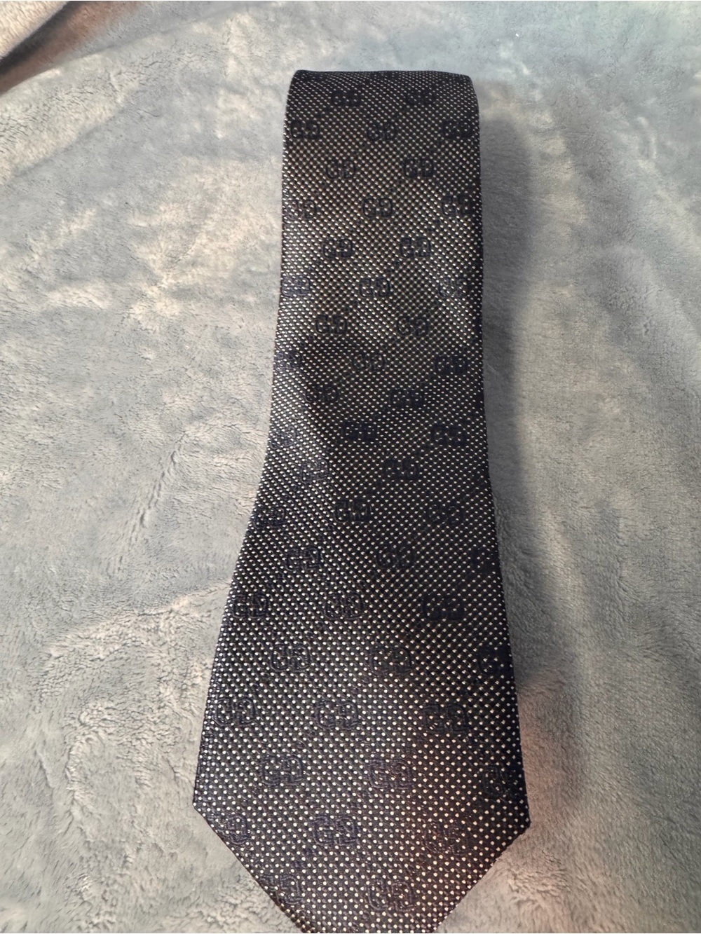Gucci Navy Blue Microdot Silk Tie